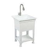 Glacier Bay 24" Freestanding Laundry/Utility Sink with Stainless Pull-Out Faucet