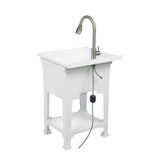 Glacier Bay 24" Freestanding Laundry/Utility Sink with Stainless Pull-Out Faucet