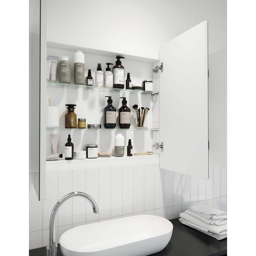 Glass Warehouse Ezri 48 in. W x 32 in. H x 4.75 in. D White Recessed Medicine Cabinet with Mirror