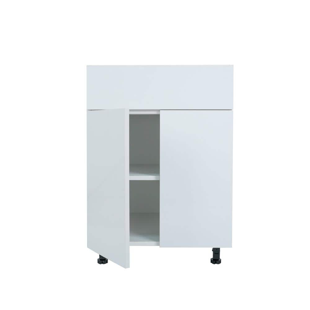 Cambridge Ready to Assemble White Gloss 36 in. Base Kitchen Cabinet, 1-Drawer (36 in. W x 24 in. D x 34.50 in. H)