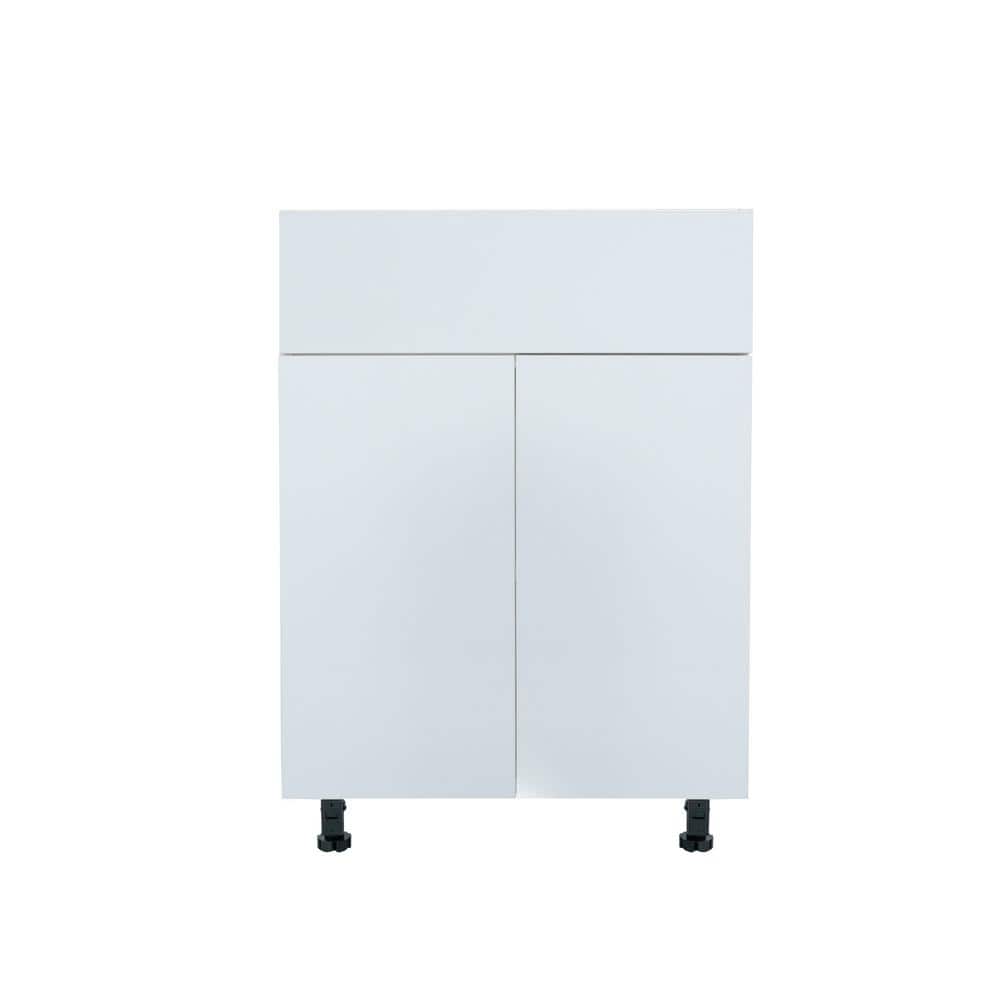 Cambridge Ready to Assemble White Gloss 36 in. Base Kitchen Cabinet, 1-Drawer (36 in. W x 24 in. D x 34.50 in. H)
