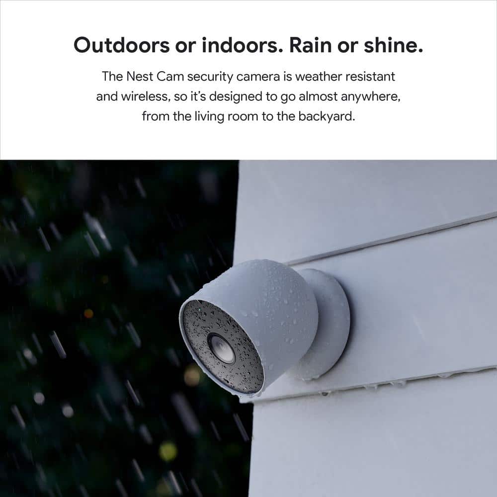Google Nest Cam (Battery) - Outdoor or Indoor Security Camera (2-Pack) + 2 Weatherproof Cables (5M)