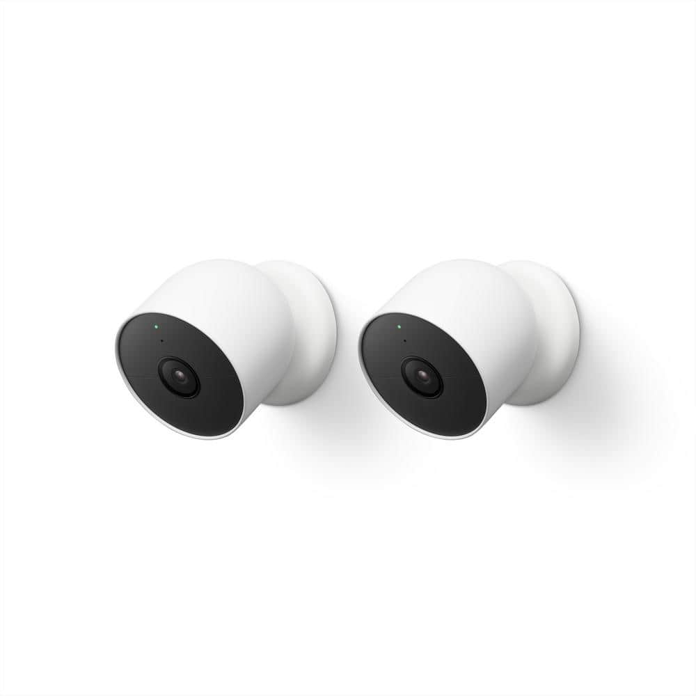 Google Nest Cam (Battery) - Outdoor or Indoor Security Camera (2-Pack) + 2 Weatherproof Cables (5M)
