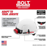 Milwaukee BOLT White Type 1 Class C Front Brim Vented Hard Hat with 4-Point Ratcheting Suspension