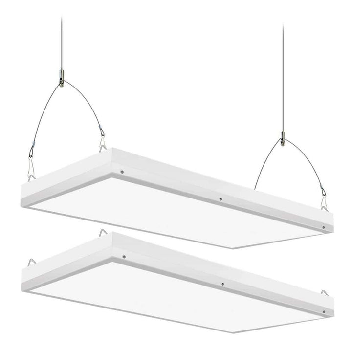 Honbei 2FT. 500-Watt Equivalent Integrated LED White High Bay Shop Light, 5000K Linear Hanging Light for Warehouse, ETL 2 Pack