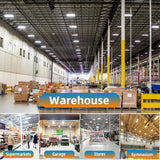 Honbei 2 ft. 500-Watt Equivalent Integrated LED White High Bay Light, 5000K Industrial Workshop Linear Hanging Light (6-Pack)
