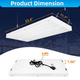 Honbei 2ft. 500-Watt Equivalent Integrated LED White High Bay Light, 5000K Industrial Workshop Linear Hanging Light, ETL 6-Pack