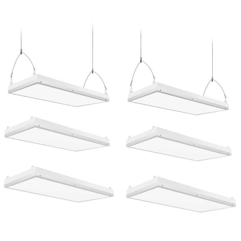 Honbei 2ft. 500-Watt Equivalent Integrated LED White High Bay Light, 5000K Industrial Workshop Linear Hanging Light, ETL 6-Pack