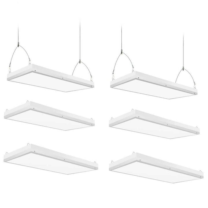 Honbei 2ft. 500-Watt Equivalent Integrated LED White High Bay Light, 5000K Industrial Workshop Linear Hanging Light, ETL 6-Pack
