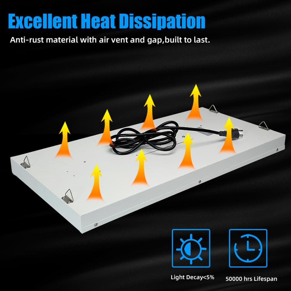 WYZM 2 ft. 400-Watt Equivalent Integrated LED White Shop High Bay Light with 16000 Lumens 5000K
