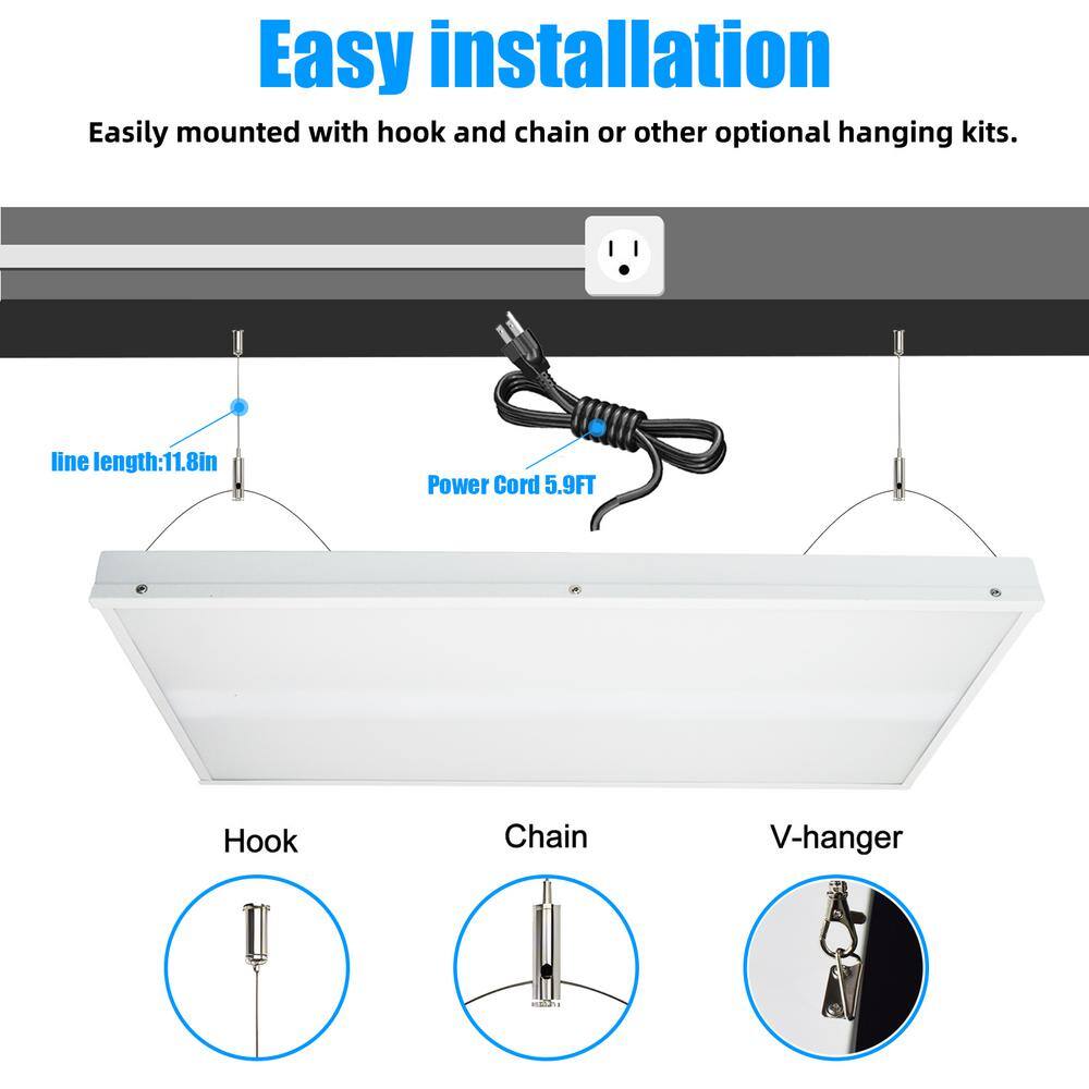 WYZM 2 ft. 400-Watt Equivalent Integrated LED White High Bay Light with 16000Lumens 120-277V 5000K Daylight (4-Pack)