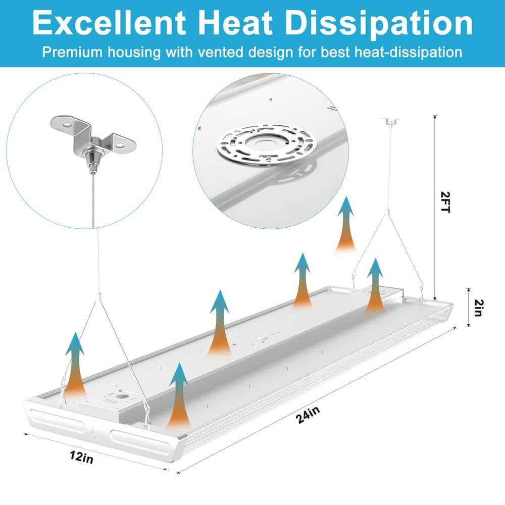 Unbranded Diamond 2 ft. LED High Bay Shop Light - 200-Watt Equiv. 800-Watt, 5000K Linear Hanging Light for Warehouse, (4-Pack)
