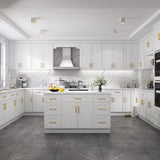 HOMEIBRO 33 in. W x 34-1/2 in. H x 24 in. D White Painted Shaker Style Ready to Assemble Base Cabinet with 2-Drawers