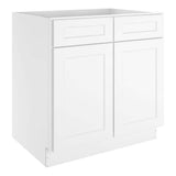 HOMEIBRO 33 in. W x 34-1/2 in. H x 24 in. D White Painted Shaker Style Ready to Assemble Base Cabinet with 2-Drawers