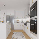 HOMEIBRO 33 in. W x 34-1/2 in. H x 24 in. D White Painted Shaker Style Ready to Assemble Base Cabinet with 2-Drawers