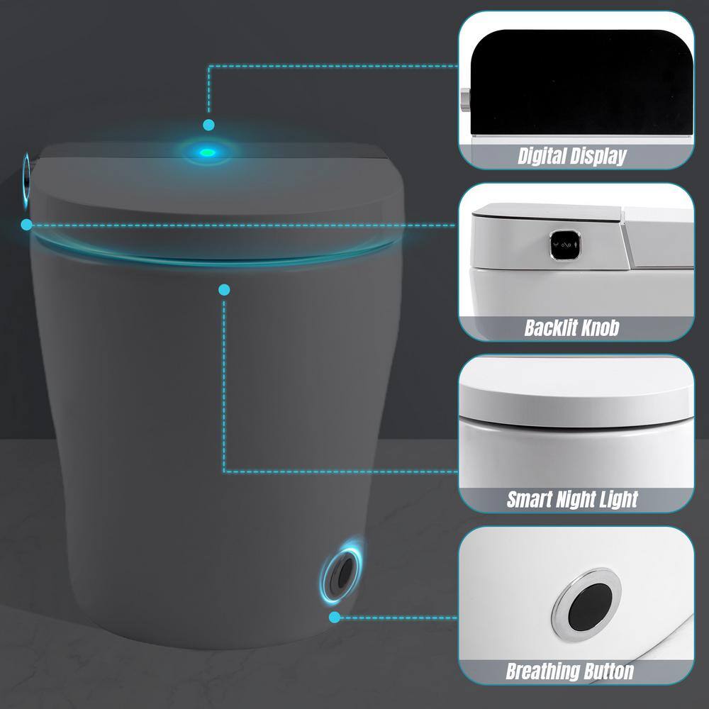 HOMEMYSTIQUE Comfort Height Intelligent 1-Piece Toilet with Auto Features