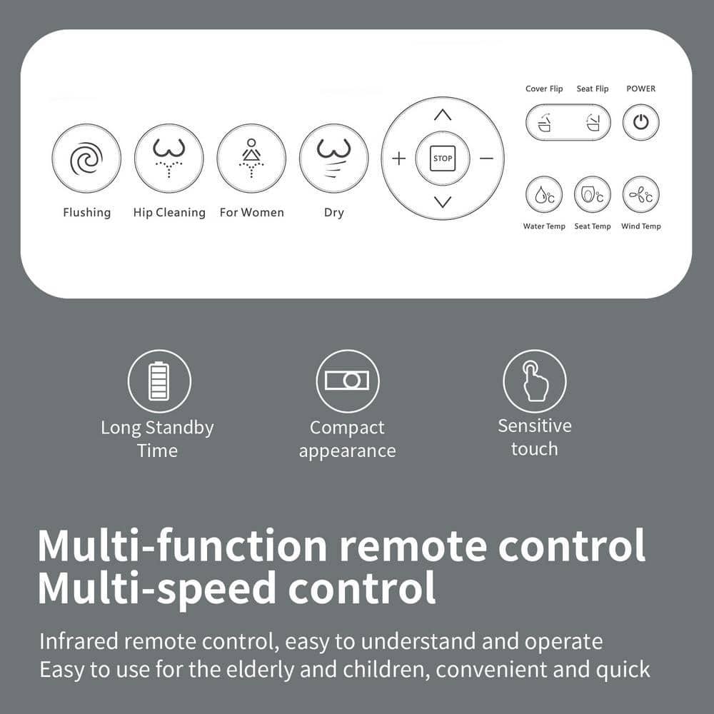 HOMEMYSTIQUE Height Intelligent Bidet Toilet with Auto Features, Heated Seat & Remote Control