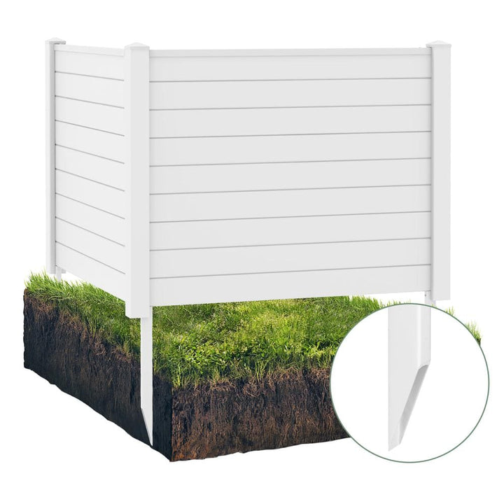HONEY JOY 3.1 ft. x 4 ft, White Privacy Framed Flat Outdoor Vinyl Fence Panel Decorative Fence Trash Enclosure and Air Conditioner