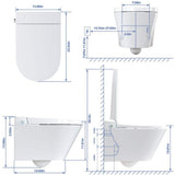 HOROW Wall Hung Elongated Smart Toilet Bidet with Night Light and Heated Seat