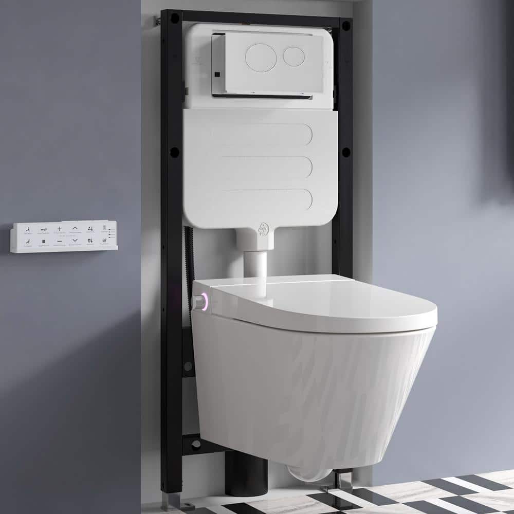 HOROW Wall Hung Elongated Smart Toilet Bidet with Night Light and Heated Seat