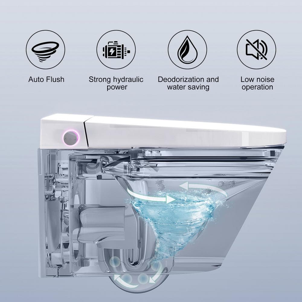 HOROW Wall Hung Elongated Smart Toilet Bidet with Night Light and Heated Seat