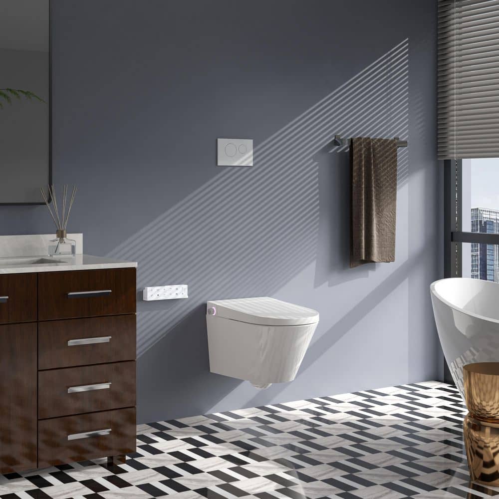 HOROW Wall Hung Elongated Smart Toilet Bidet with Night Light and Heated Seat