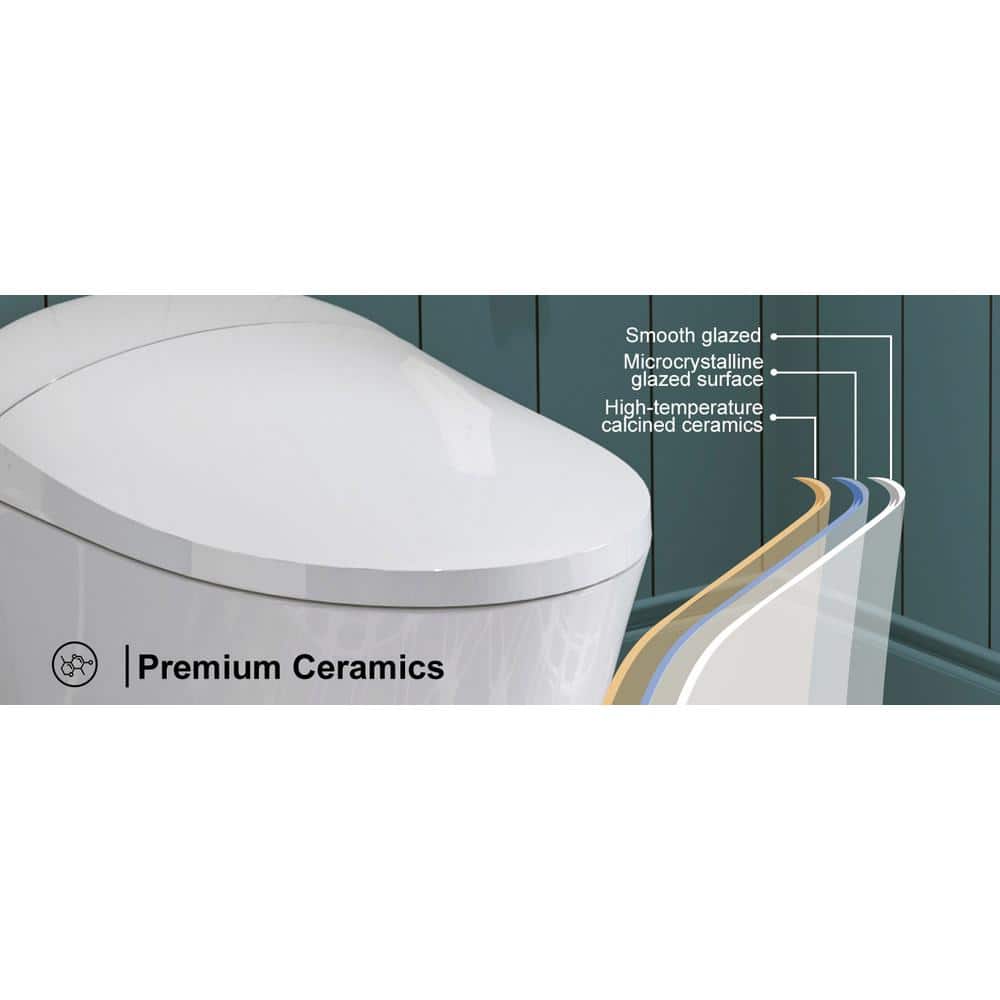 HOROW 1.27 GPF Tankless Elongated Smart Bidet Toilet with ADA Seat Height