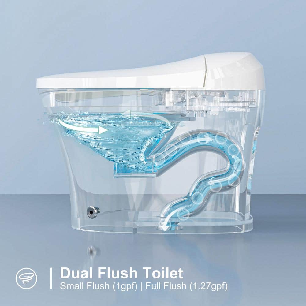 HOROW 1.27 GPF Tankless Elongated Smart Bidet Toilet with ADA Seat Height