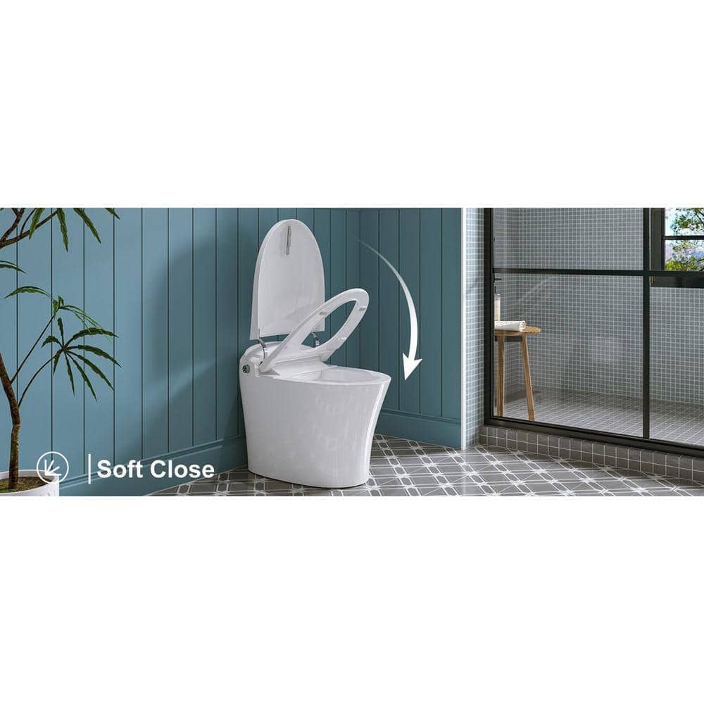 HOROW 1.27 GPF Tankless Elongated Smart Bidet Toilet with ADA Seat Height