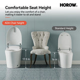HOROW 1/1.27 GPF Tankless Smart Toilet Bidet with Dual Flush System, White