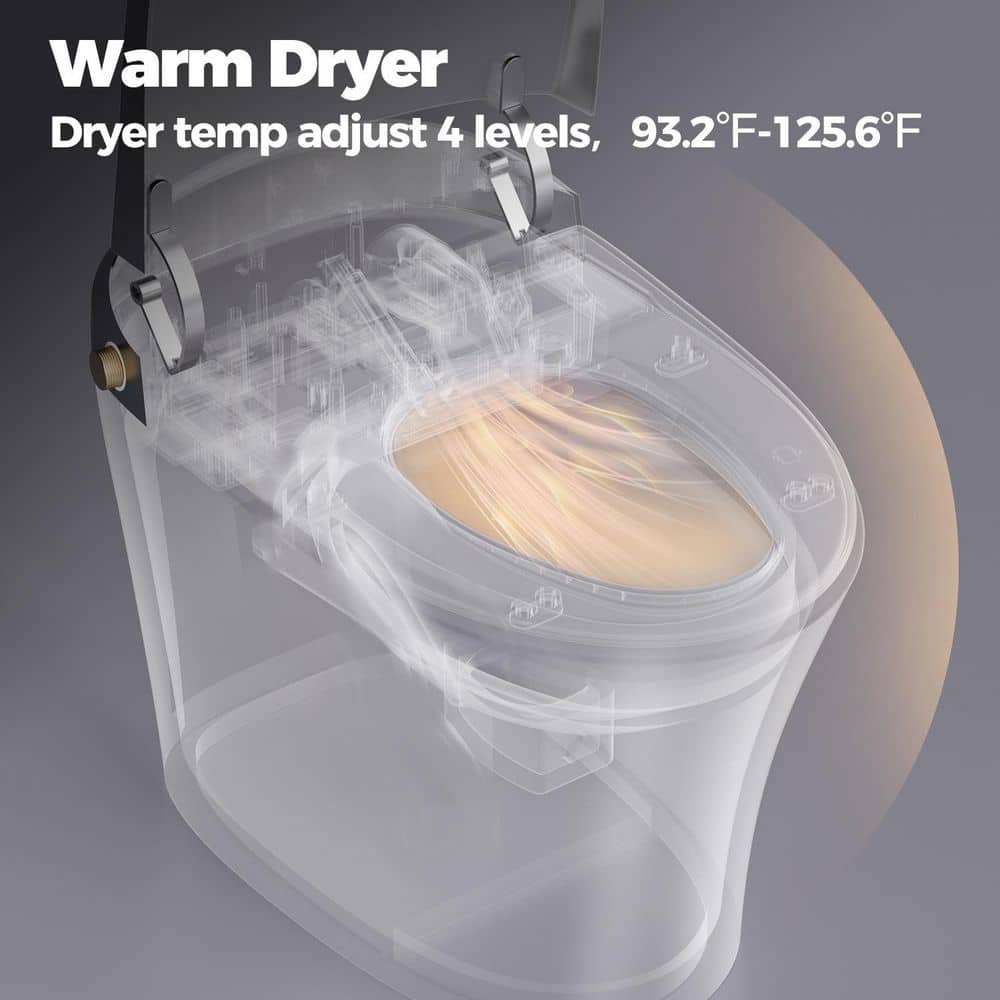 HOROW Elongated Smart Toilet Bidet with Auto Features and Remote - White