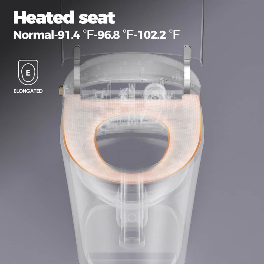 HOROW Elongated Smart Toilet Bidet with Auto Features and Remote - White