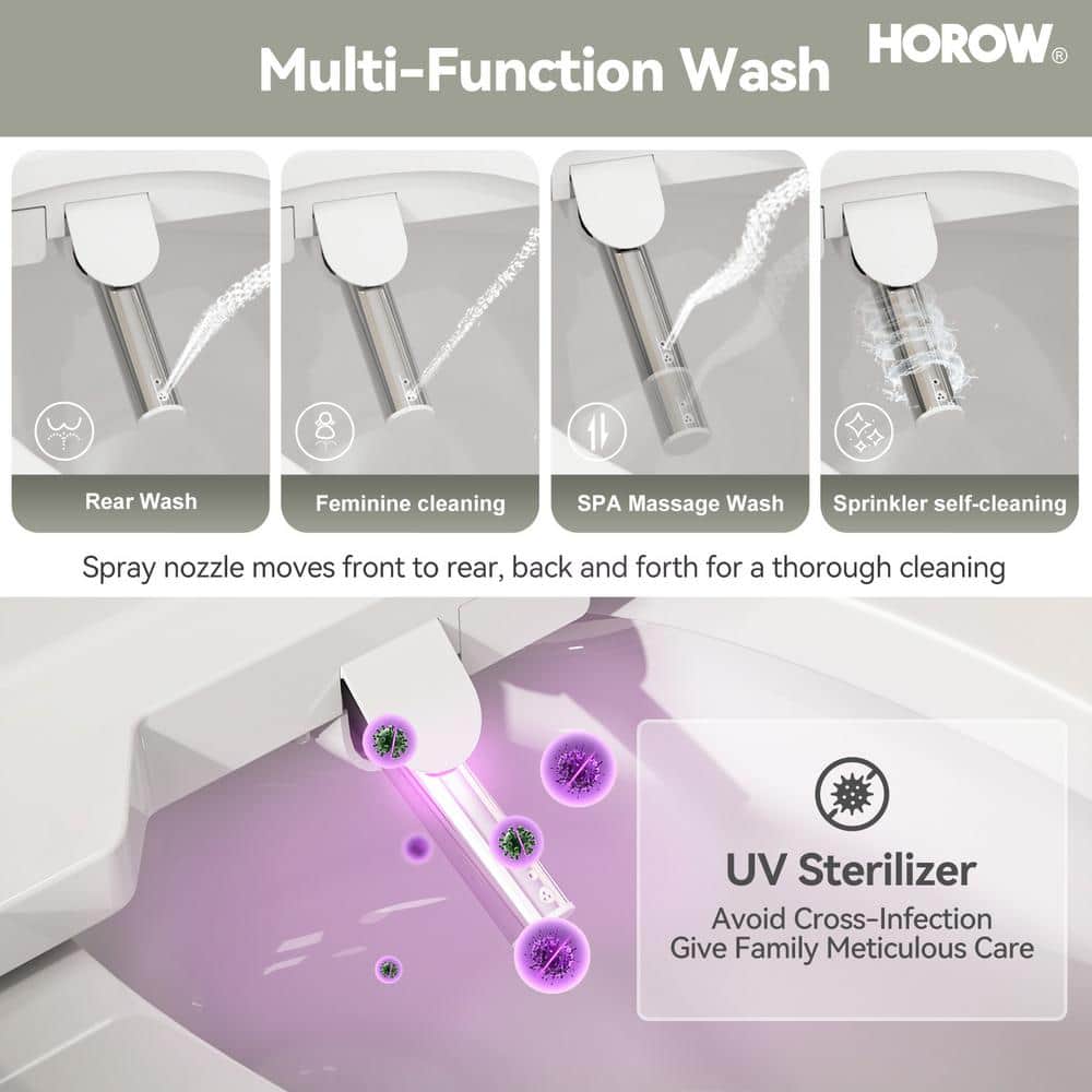 HOROW ADA Chair Height Elongated Bidet Toilet Combo with Dual Flush, Electric Bidet Seat, & Warm Air Dryer