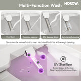 HOROW ADA Chair Height Elongated Bidet Toilet Combo with Dual Flush, Electric Bidet Seat, & Warm Air Dryer