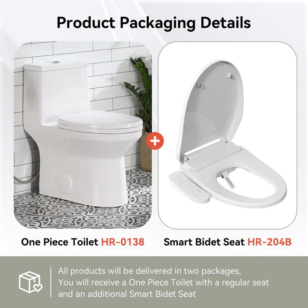 HOROW ADA Chair Height Elongated Bidet Toilet Combo with Dual Flush, Electric Bidet Seat, & Warm Air Dryer