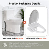 HOROW ADA Chair Height Elongated Bidet Toilet Combo with Dual Flush, Electric Bidet Seat, & Warm Air Dryer