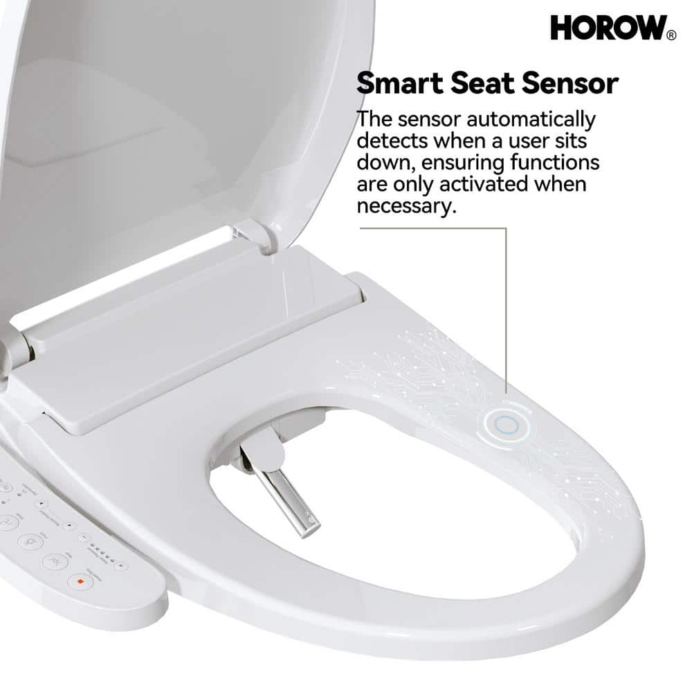 HOROW ADA Chair Height Elongated Bidet Toilet Combo with Dual Flush, Electric Bidet Seat, & Warm Air Dryer