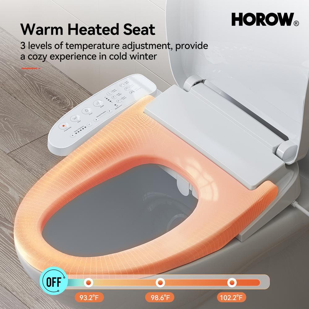 HOROW Elongated Bidet Toilet Dual Flush 0.8/1.28 GPF with Heated Seat