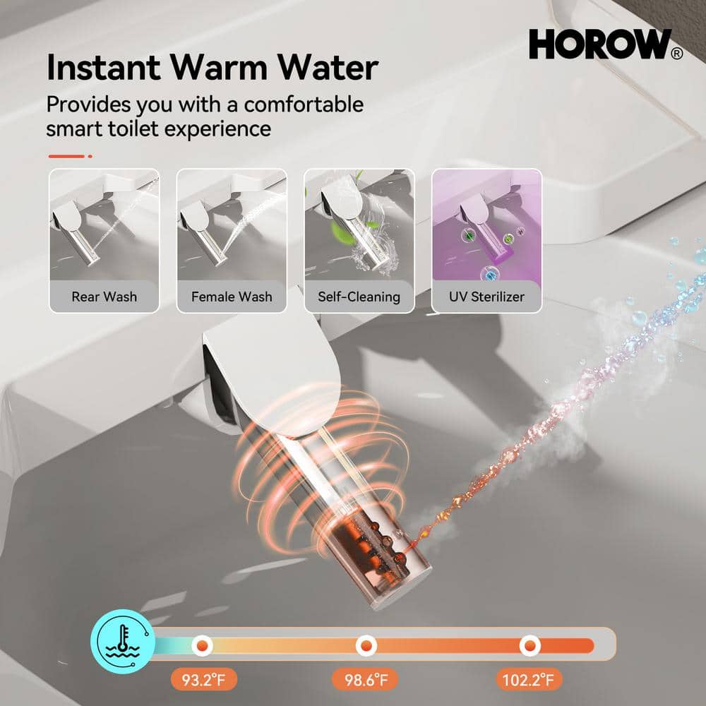 HOROW Elongated Bidet Toilet Dual Flush 0.8/1.28 GPF with Heated Seat