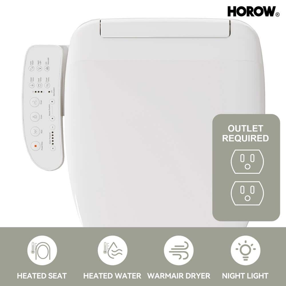 HOROW Dual Flush Elongated Smart Bidet Toilet - White