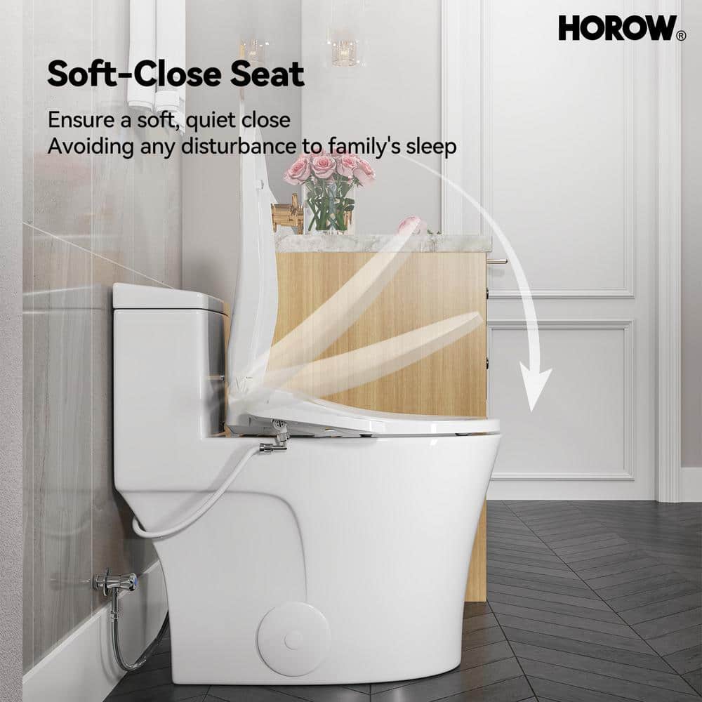 HOROW Dual Flush Elongated Smart Bidet Toilet - White