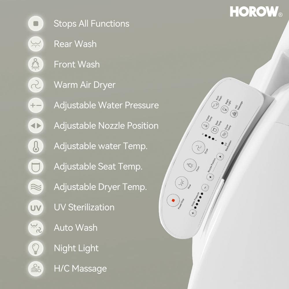 HOROW Dual Flush Elongated Smart Bidet Toilet - White
