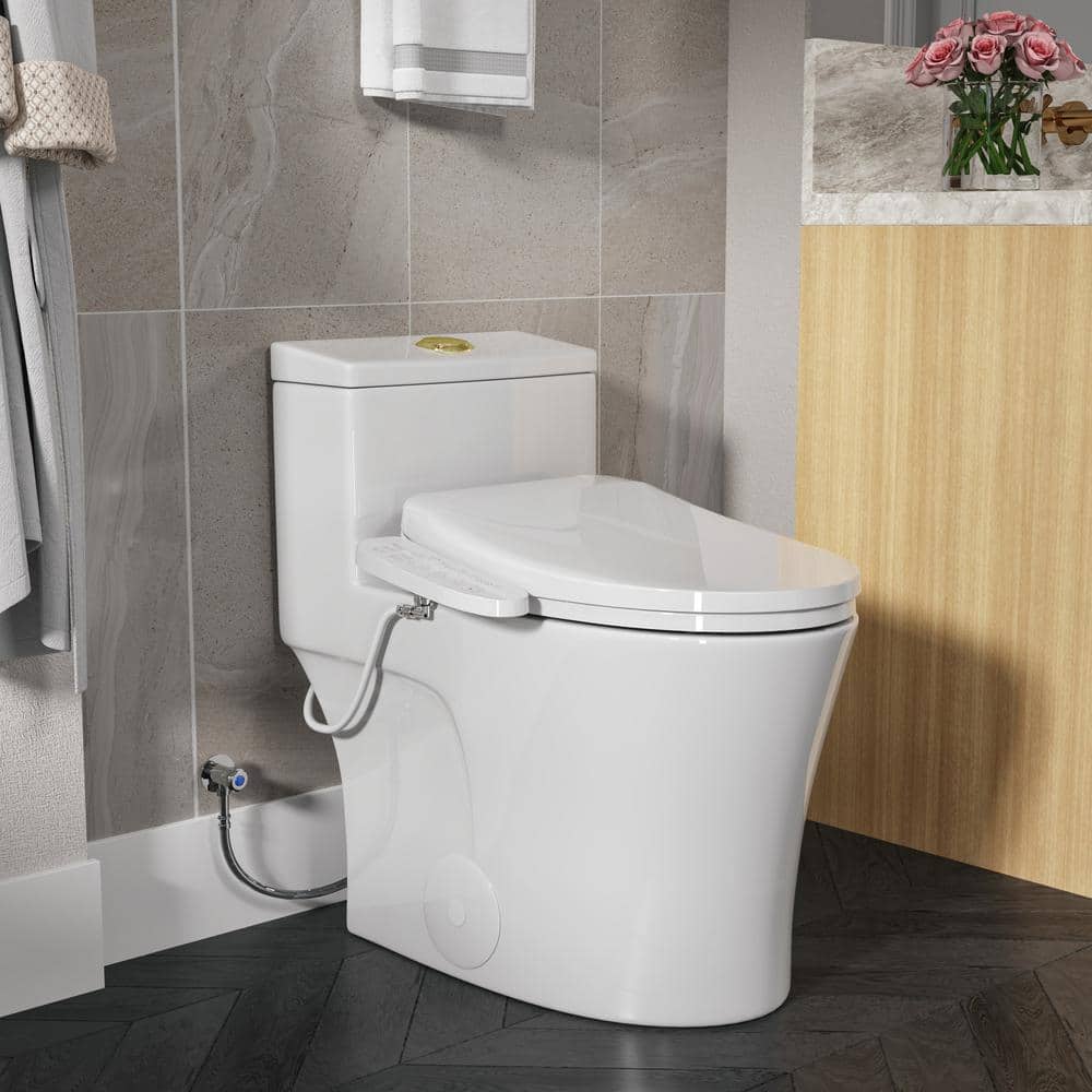 HOROW 1-piece Dual Flush Elongated ADA Toilet with Smart Bidet Seat - Brushed Gold