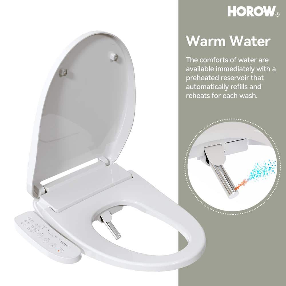 HOROW 1-piece Dual Flush Elongated ADA Toilet with Smart Bidet Seat - Brushed Gold