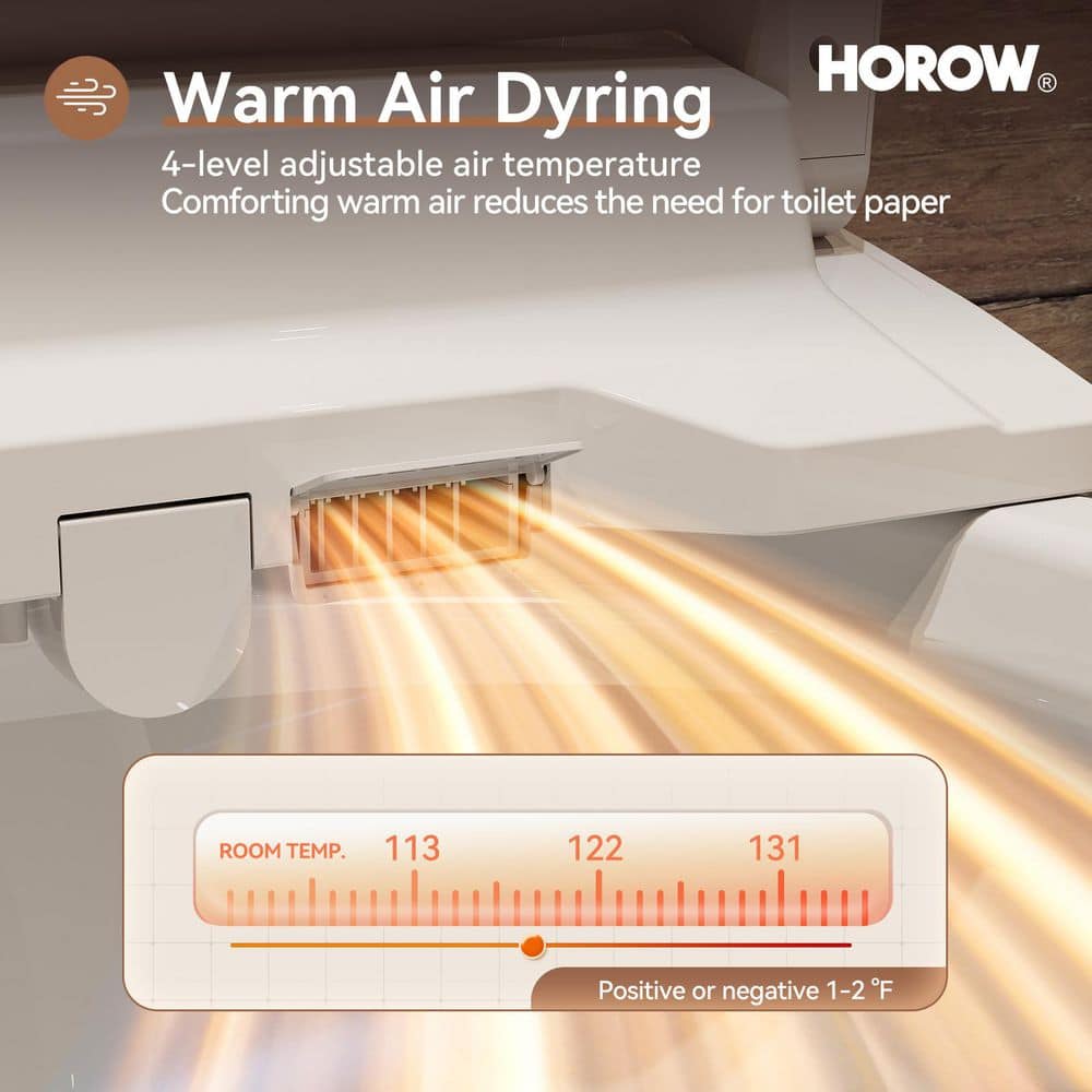 HOROW 17 in. ADA Dual Flush Elongated Toilet with Smart Bidet Seat