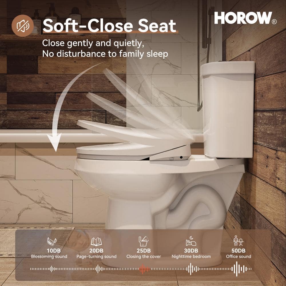 HOROW 17 in. ADA Dual Flush Elongated Toilet with Smart Bidet Seat