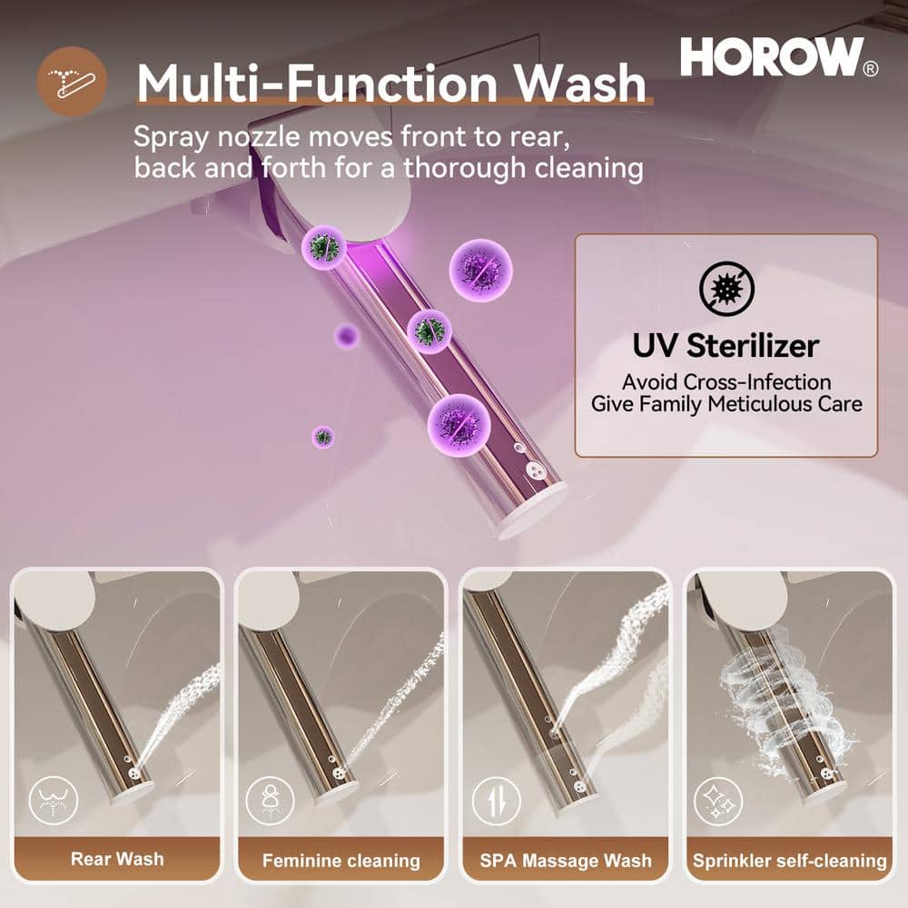HOROW 17 in. ADA Dual Flush Elongated Toilet with Smart Bidet Seat