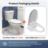 HOROW 17 in. ADA 1.28 GPF Elongated Toilet with Smart Bidet Seat - White