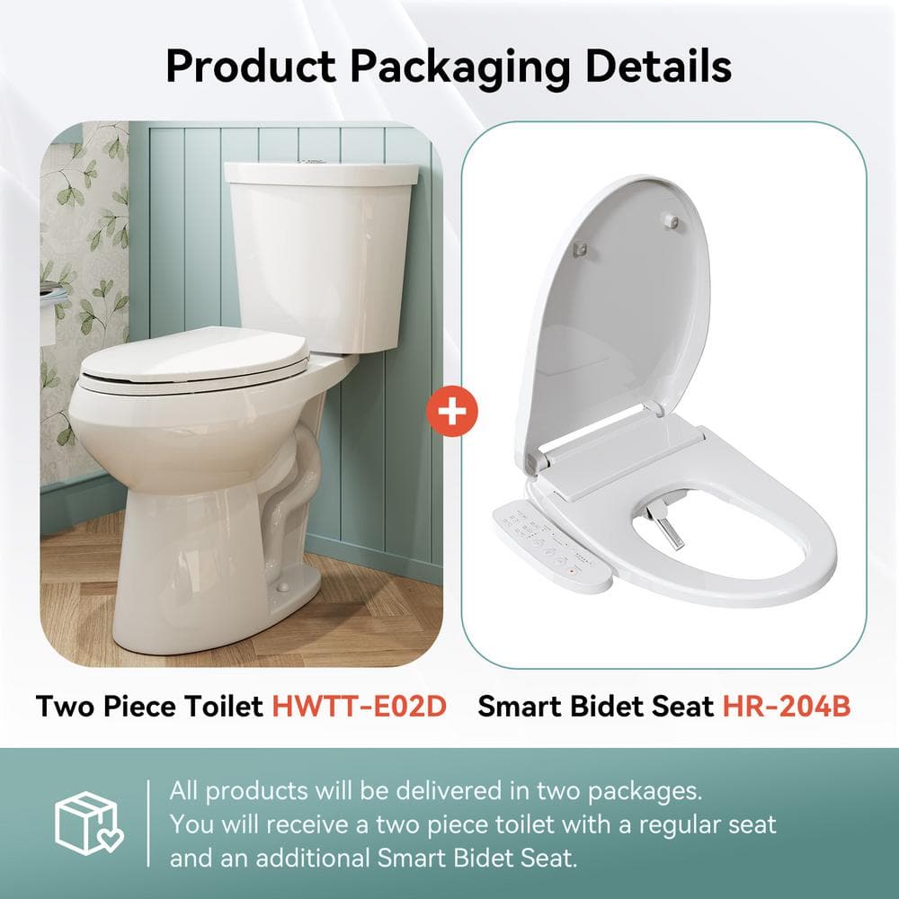 HOROW 19 in. Dual Flush Elongated Toilet with Smart Bidet Seat
