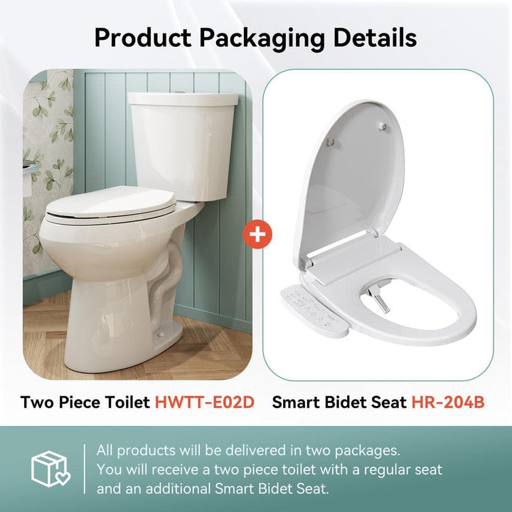 HOROW 19 in. Dual Flush Elongated Toilet with Smart Bidet Seat